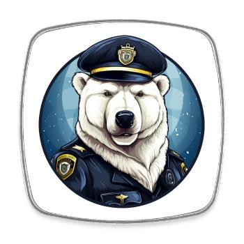 Police de l’ours polaire - Magnet carré - blanc - Devant