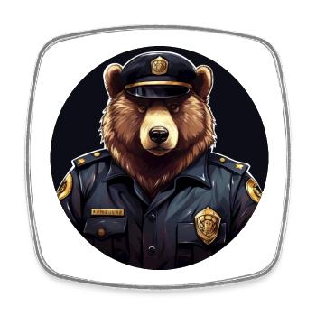 Bear Policewoman - Square fridge magnet - white - Front