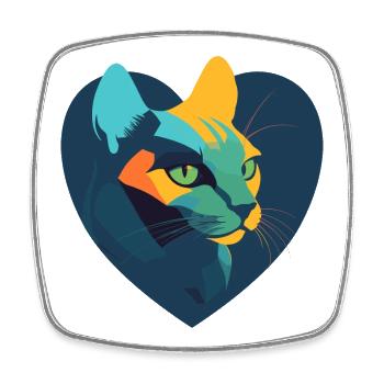 Un cœur pour les chats - Magnet carré - blanc - Devant