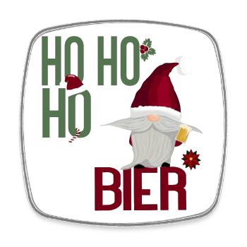 Ho Ho Ho Bier – Lustiges Weihnachtsdesign - Viereckiger Kühlschrankmagnet - Weiß - Vorne