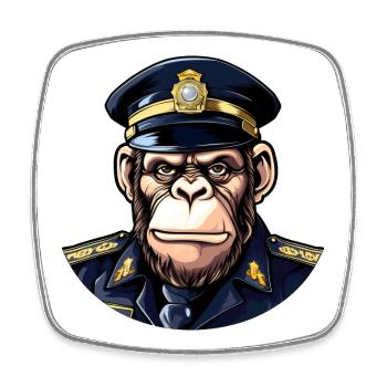 Chimpanzee Policeman - Square fridge magnet - white - Front