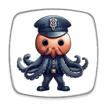 Squid Policewoman - Square fridge magnet - white - Front