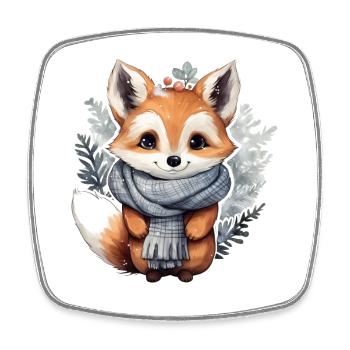 Winter Fox - Square fridge magnet - white - Front