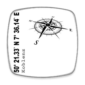Koordinaten Koblenz - Viereckiger Kühlschrankmagnet - Weiß - Vorne