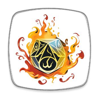 W20 Silhouette In Flammen Fantasy RPG Shirt - Viereckiger Kühlschrankmagnet - Weiß - Vorne