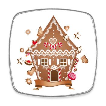 Maison de biscuits et pain d’épices pour Noël - Magnet carré - blanc - Devant