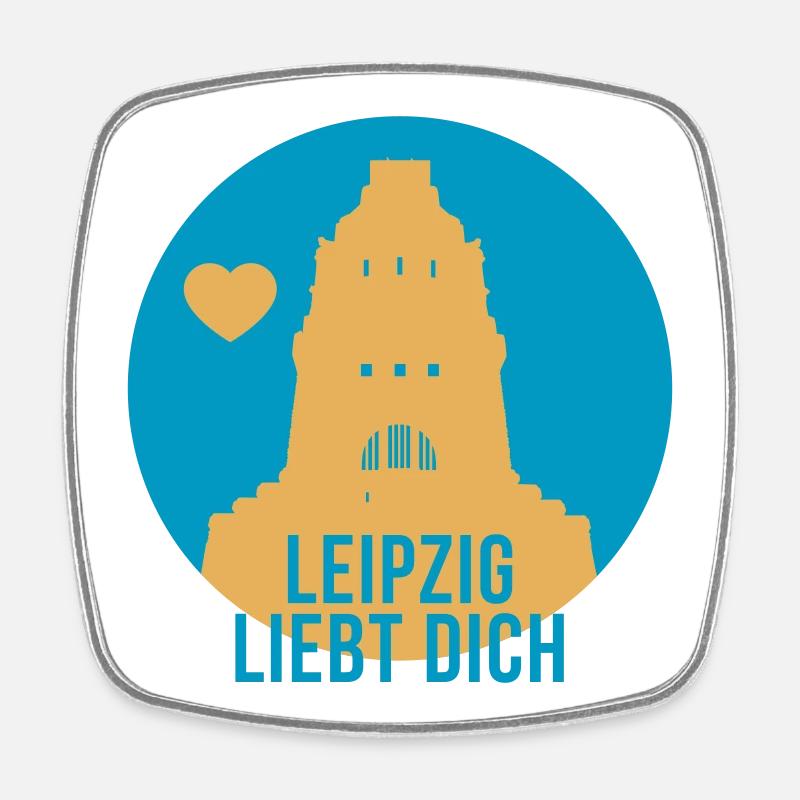 Leipzig liebt dich - Viereckiger Kühlschrankmagnet - Weiß