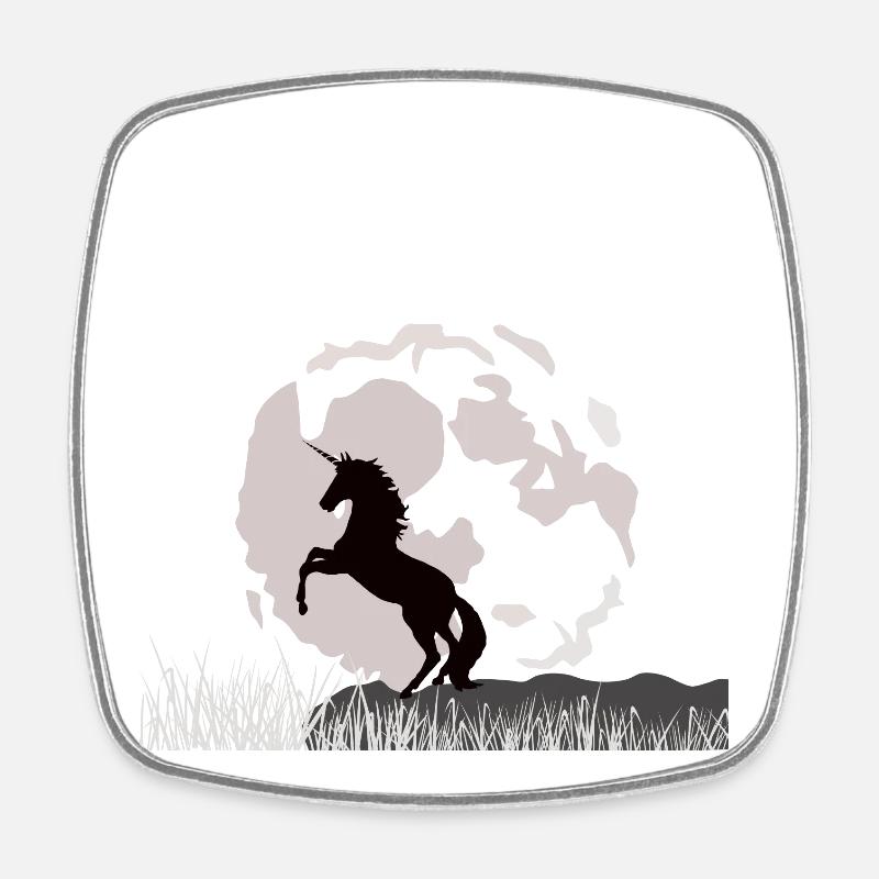Moonlight unicorn over grassy landscape - Square fridge magnet - white