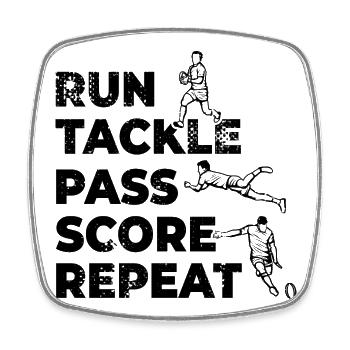Run Tackle Pass Score Repeat - Square fridge magnet - white - Front