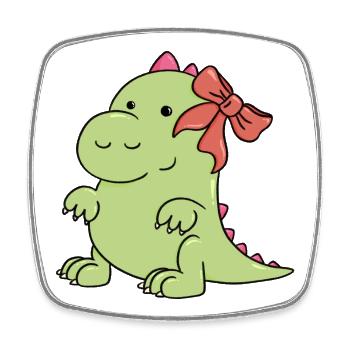 a little dinosaur at Christmas - Square fridge magnet - white - Front