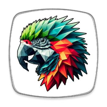 Parrot in Polygon Design Colorful - Square fridge magnet - white - Front