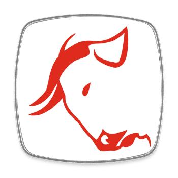 Tête de taureau rouge - Magnet carré - blanc - Devant