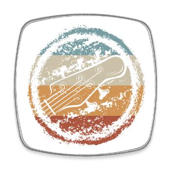 Retro Gitarre Sunset Circle - Viereckiger Kühlschrankmagnet - Weiß - Vorne