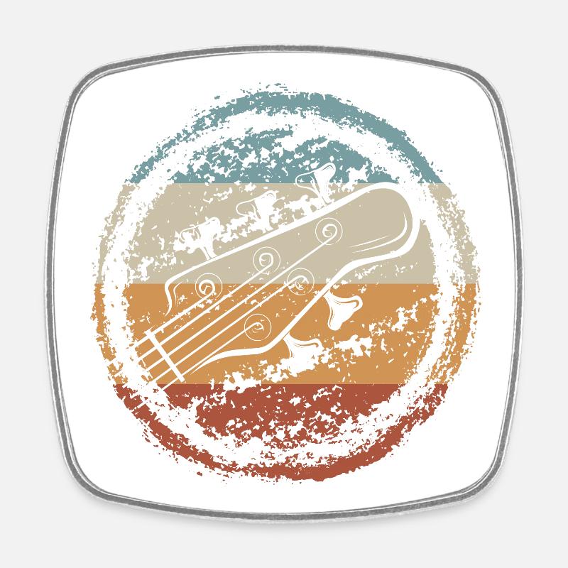 Retro Guitar Sunset Circle - Square fridge magnet - white