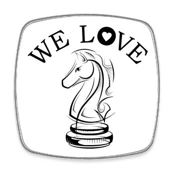 Schach Liebe Team Pferd Symbol icon Illustration - Viereckiger Kühlschrankmagnet - Weiß - Vorne