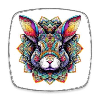 Hase mit Mandalas verziert - Viereckiger Kühlschrankmagnet - Weiß - Vorne