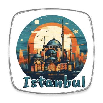 Istanbul Türkei Moschee Architektur - Viereckiger Kühlschrankmagnet - Weiß - Vorne