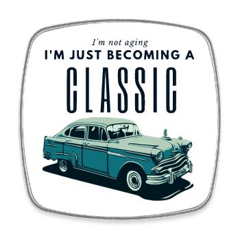 Oldtimer Zeitalter Nostalgie Design - Viereckiger Kühlschrankmagnet - Weiß - Vorne