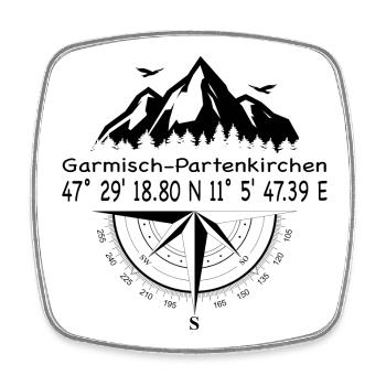 Koordinaten Garmisch-Partenkirchen - Viereckiger Kühlschrankmagnet - Weiß - Vorne