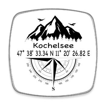 Koordinaten Kochelsee - Viereckiger Kühlschrankmagnet - Weiß - Vorne