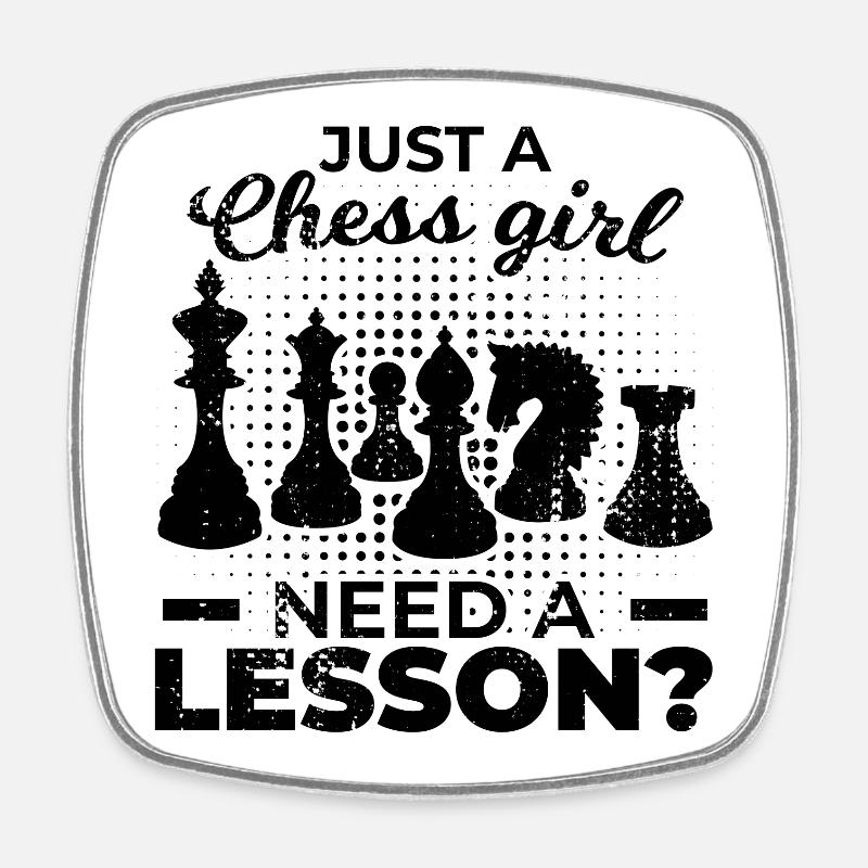 Drôle de fille d’échecs - Magnet carré - blanc