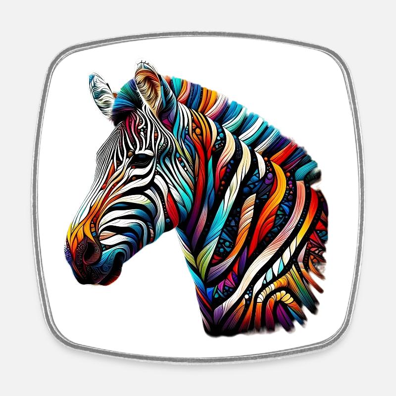 Zebra - Viereckiger Kühlschrankmagnet - Weiß