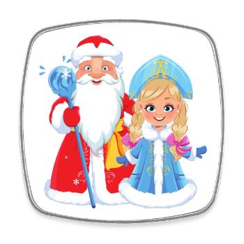 Ded Moroz Snegurotschka russischer Weihnachtsmann - Viereckiger Kühlschrankmagnet - Weiß - Vorne