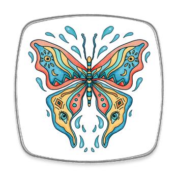  Schmetterling in Wasserfarben - Viereckiger Kühlschrankmagnet - Weiß - Vorne