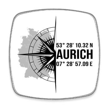 Koordinaten Aurich - Viereckiger Kühlschrankmagnet - Weiß - Vorne