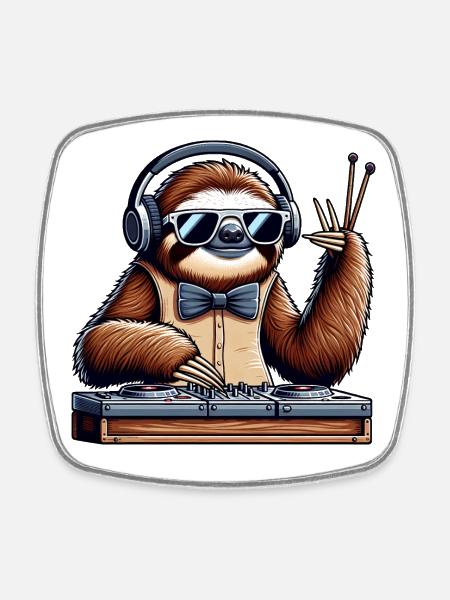 Dj Funny Animals - Square fridge magnet - white