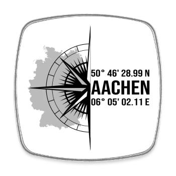 Koordinaten Aachen - Viereckiger Kühlschrankmagnet - Weiß - Vorne