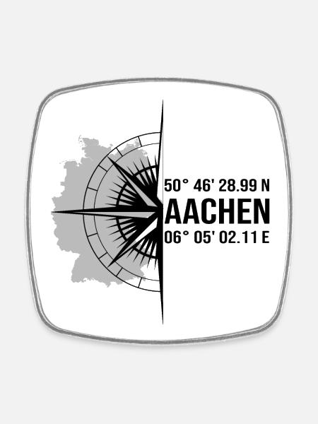Koordinaten Aachen - Viereckiger Kühlschrankmagnet - Weiß