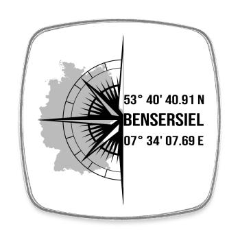 Koordinaten Bensersiel - Viereckiger Kühlschrankmagnet - Weiß - Vorne
