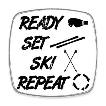 Funny skier saying - Square fridge magnet - white - Front