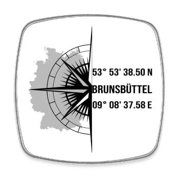 Koordinaten Brunsbüttel - Viereckiger Kühlschrankmagnet - Weiß - Vorne