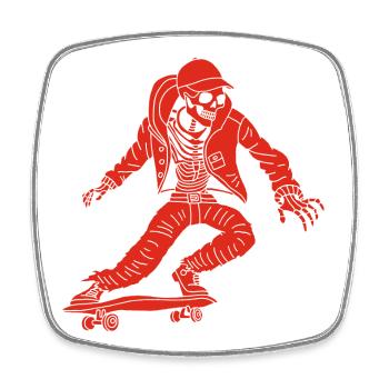 Red Skeleton on Skateboard - Square fridge magnet - white - Front