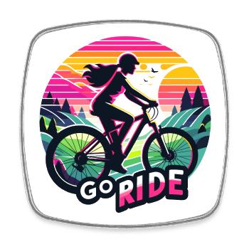 Lebendige Fahrradtour bei Sonnenuntergang Illustration - Viereckiger Kühlschrankmagnet - Weiß - Vorne