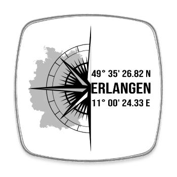 Koordinaten Erlangen - Viereckiger Kühlschrankmagnet - Weiß - Vorne