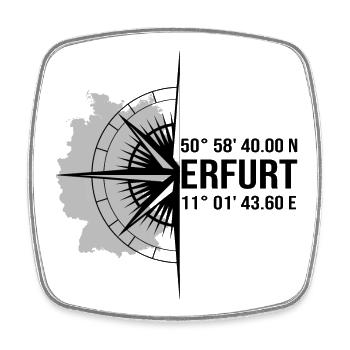 Koordinaten Erfurt - Viereckiger Kühlschrankmagnet - Weiß - Vorne