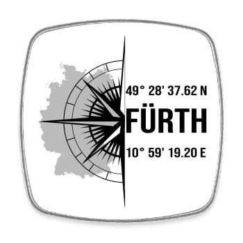 Koordinaten Fürth - Viereckiger Kühlschrankmagnet - Weiß - Vorne