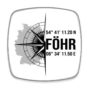 Koordinaten Föhr - Viereckiger Kühlschrankmagnet - Weiß - Vorne