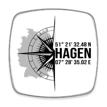Koordinaten Hagen - Viereckiger Kühlschrankmagnet - Weiß - Vorne