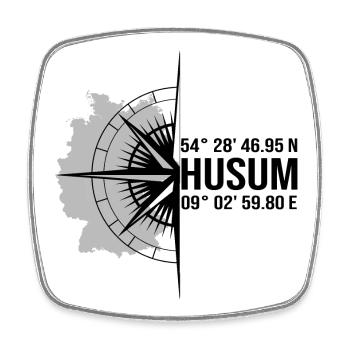 Koordinaten Husum - Viereckiger Kühlschrankmagnet - Weiß - Vorne