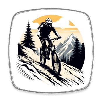 vététiste, vélo, montagnes, de plein air, sport - Magnet carré - blanc - Devant