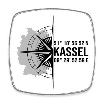 Koordinaten Kassel - Viereckiger Kühlschrankmagnet - Weiß - Vorne