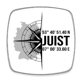 Koordinaten Juist - Viereckiger Kühlschrankmagnet - Weiß - Vorne