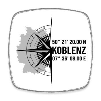 Koordinaten Koblenz - Viereckiger Kühlschrankmagnet - Weiß - Vorne