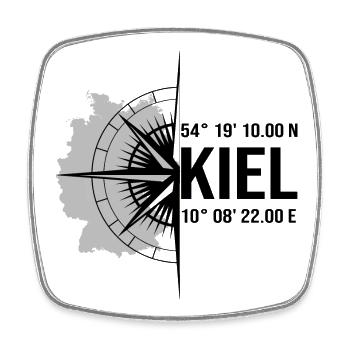 Koordinaten Kiel - Viereckiger Kühlschrankmagnet - Weiß - Vorne