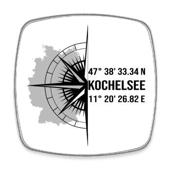 Koordinaten Kochelsee - Viereckiger Kühlschrankmagnet - Weiß - Vorne