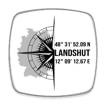 Koordinaten Landshut - Viereckiger Kühlschrankmagnet - Weiß - Vorne